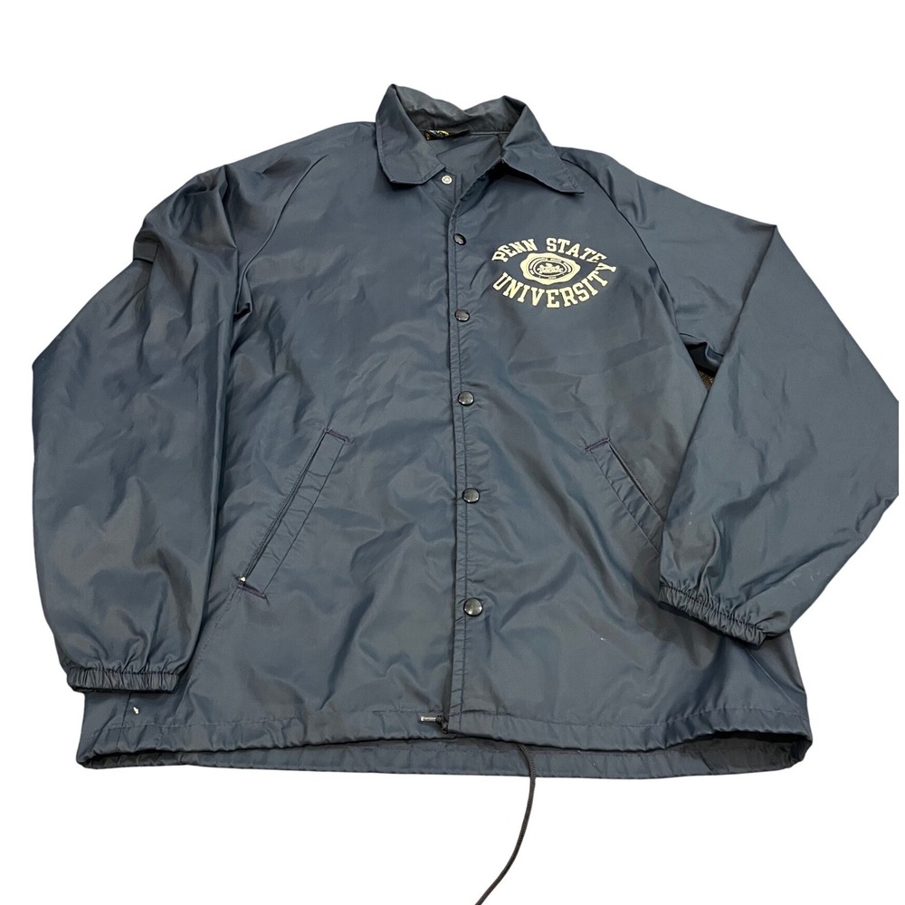 Champion Coaches Jacket Mens Large Navy Blue Penn State University Vintage 70s